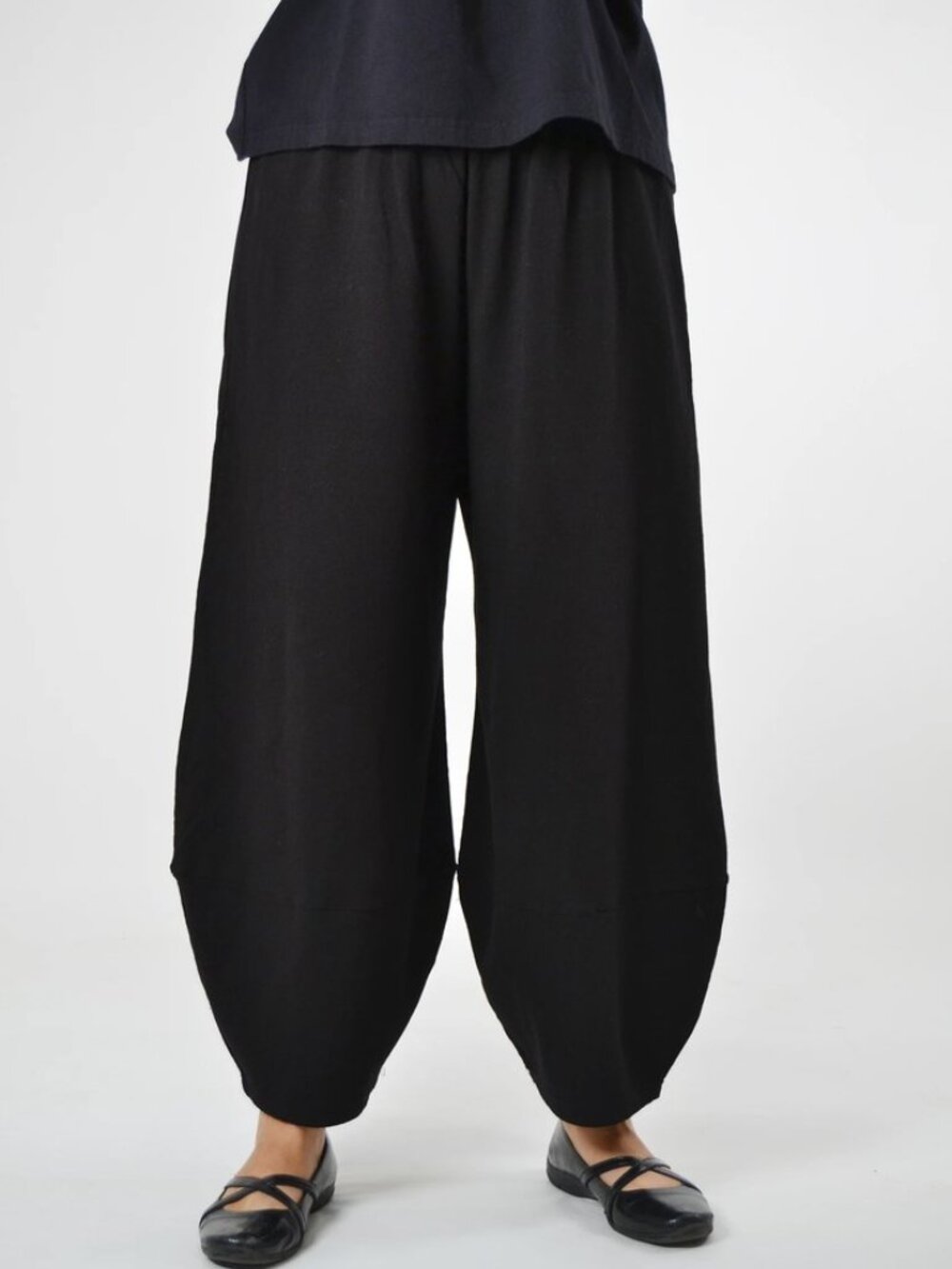 Bryn Walker Pants Linen Black Barrel Wide Leg Lagenlook Pull On Women's Small